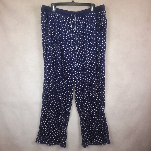 Nautica Blue White Polka Dot Fleece Pajama Bottoms Lounge Pants Size XL - Picture 1 of 5